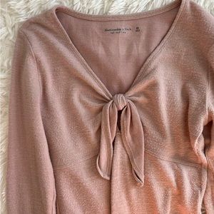 Abercrombie pink sweater tie bodysuit size XS